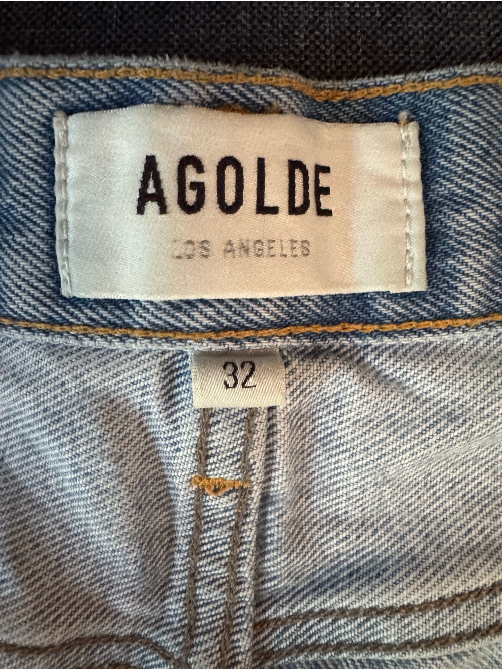 Agolde Light Blue Distressed Denim Shorts with Frayed Hem - Picture 3 of 4